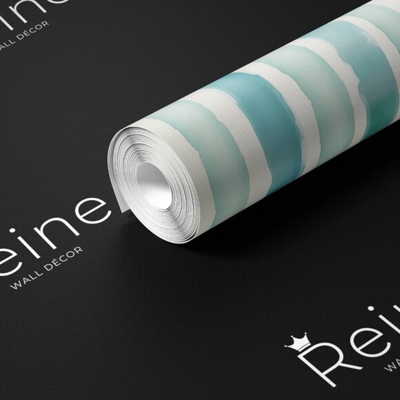Teal Watercolor Stripes Wallpaper | Stylish Abstract Decor - Picture 2 of 7